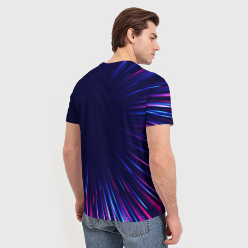Мужская футболка 3D с принтом Chery neon Speed lines, вид сзади #2