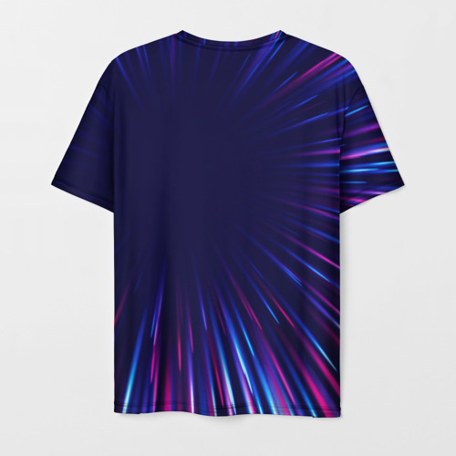 Мужская футболка 3D с принтом Chery neon Speed lines, вид сзади #1