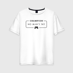 Женская футболка хлопок Oversize No Man's Sky gaming champion: рамка с лого и джойстиком
