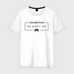 Мужская футболка хлопок No Man's Sky gaming champion: рамка с лого и джойстиком