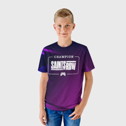 Детская футболка 3D Saints Row gaming champion: рамка с лого и джойстиком на неоновом фоне - фото 2