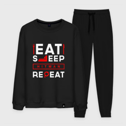 Мужской костюм хлопок Надпись eat sleep Hitman repeat