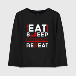 Детский лонгслив хлопок Надпись eat sleep Hitman repeat