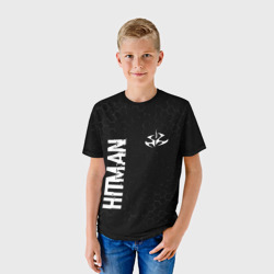Детская футболка 3D Hitman glitch на темном фоне: надпись, символ - фото 2
