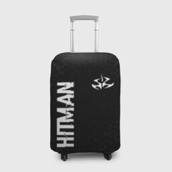Чехол для чемодана 3D Hitman glitch на темном фоне: надпись, символ
