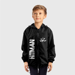 Детская ветровка 3D Hitman glitch на темном фоне: надпись, символ - фото 2