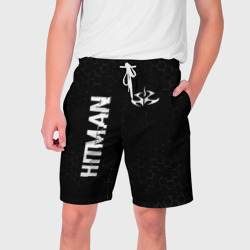 Мужские шорты 3D Hitman glitch на темном фоне: надпись, символ