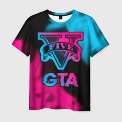 Мужская футболка 3D GTA - neon gradient