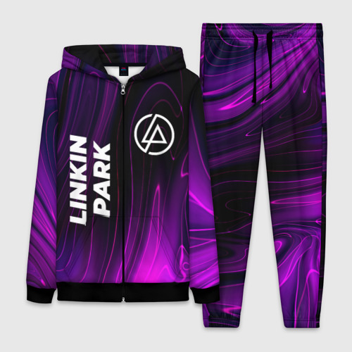 Женский костюм 3D с принтом Linkin Park violet plasma, вид спереди #2