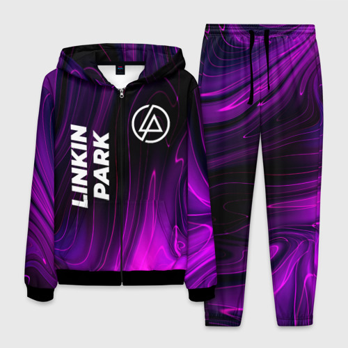 Мужской 3D костюм с принтом Linkin Park violet plasma, вид спереди #2