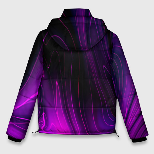 Мужская зимняя куртка 3D с принтом Linkin Park violet plasma, вид сзади #1