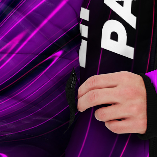 Мужская зимняя куртка 3D с принтом Linkin Park violet plasma, вид сбоку #3