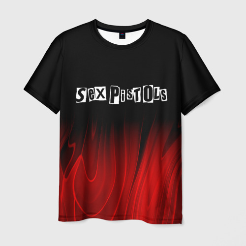 Мужская футболка с принтом Sex Pistols red plasma, вид спереди №1