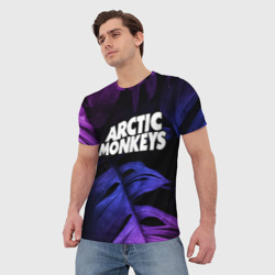 Мужская футболка 3D Arctic Monkeys neon monstera - фото 2