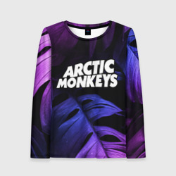 Женский лонгслив 3D Arctic Monkeys neon monstera