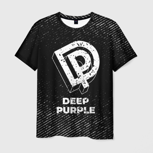 Мужская футболка 3D Deep Purple с потертостями на темном фоне, цвет 3D печать