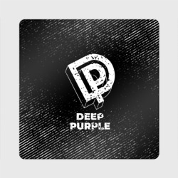 Магнит виниловый Квадрат Deep Purple с потертостями на темном фоне