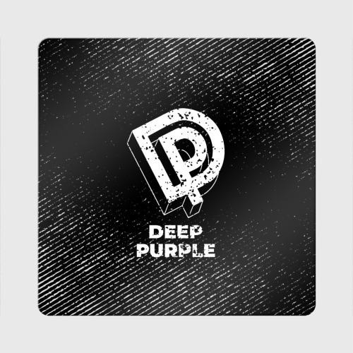 Магнит виниловый Квадрат Deep Purple с потертостями на темном фоне