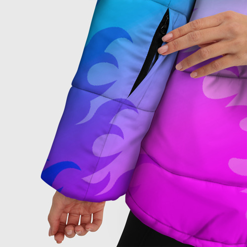 Женская зимняя куртка 3D с принтом Pink Floyd неоновый огонь, фото #4