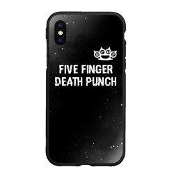 Чехол для iPhone XS Max матовый Five Finger Death Punch glitch на темном фоне: символ сверху