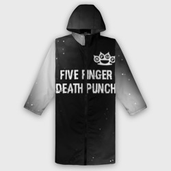 Мужской дождевик 3D Five Finger Death Punch glitch на темном фоне: символ сверху