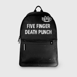 Рюкзак с принтом Five Finger Death Punch glitch на темном фоне: символ сверху для любого человека, вид спереди №3. Цвет основы: белый