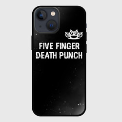 Чехол для iPhone 13 mini Five Finger Death Punch glitch на темном фоне: символ сверху