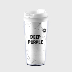 Термокружка-непроливайка Deep Purple glitch на светлом фоне: символ сверху