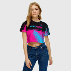 Женская футболка Crop-top 3D Powerwolf - neon gradient: символ сверху - фото 2