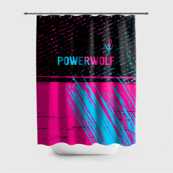 Штора 3D для ванной Powerwolf - neon gradient: символ сверху