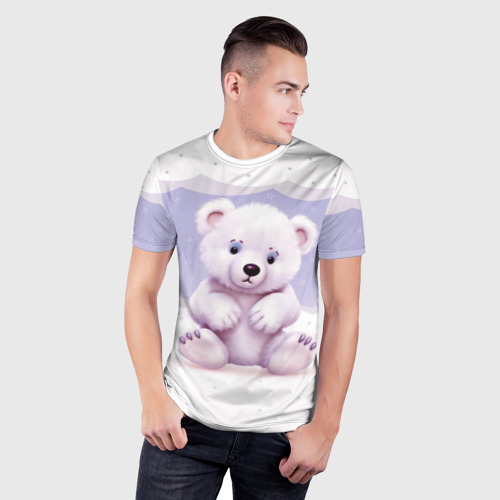 Мужская футболка 3D Slim с принтом Плюшевый мишка, фото на моделе #1
