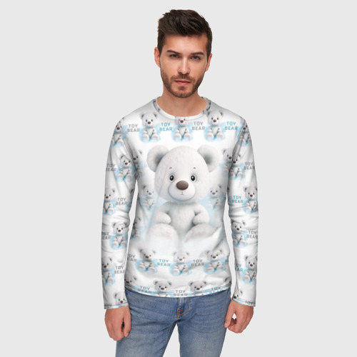 Мужской лонгслив 3D Плюшевый белый медведь, цвет 3D печать - фото 3