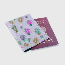 Обложка для паспорта матовая кожа Агава ютская - растение кактус - фото 2