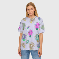 Женская футболка oversize 3D Агава ютская - растение кактус - фото 2