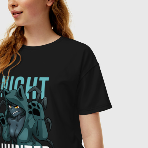 Женская футболка хлопок Oversize Pathfinder night hunter, цвет черный - фото 3