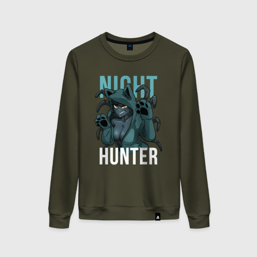 Женский свитшот хлопок с принтом Pathfinder night hunter, вид спереди #2