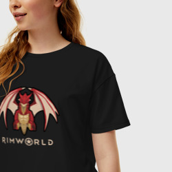 Женская футболка хлопок Oversize RimWorld дракон - фото 2