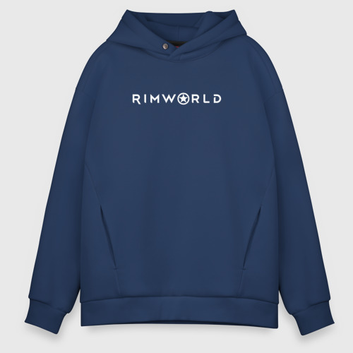 Светящееся худи с принтом RimWorld логотип для любого человека, вид спереди №1. Цвет основы: темно-синий