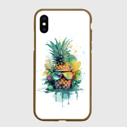Чехол для iPhone XS Max матовый Ананас в солнечных очках