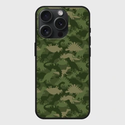 Чехол силиконовый для Apple iPhone 15 Pro Мax матовый Камуфляж из динозавров