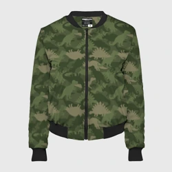 Женский бомбер 3D Камуфляж из динозавров