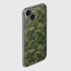 Чехол для iPhone 15 силиконовый с защитой камеры Камуфляж из динозавров - фото 2