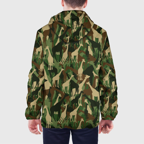 Мужская куртка 3D с принтом Камуфляж с жирафами, вид сзади #2