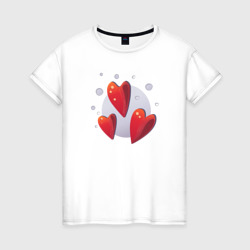 Женская футболка хлопок Три сердечка