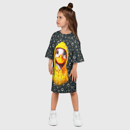 Детское платье 3D с принтом Забавный утёнок в капюшоне, фото на моделе #1