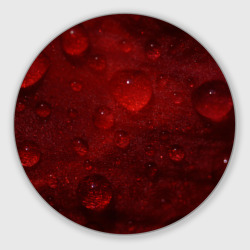 Круглый коврик для мышки Цветок красный с водяными каплями
