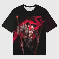 Женская футболка oversize 3D Серый страж и Морриган