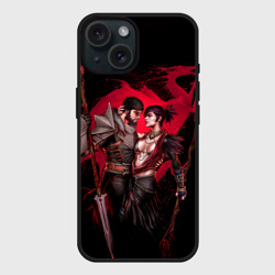 Чехол силиконовый для Apple iPhone 15 матовый Серый страж и Морриган