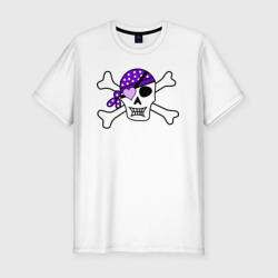 Мужская футболка хлопок Slim Милый череп в фиолетовой маске