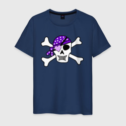 Мужская футболка хлопок Милый череп в фиолетовой маске